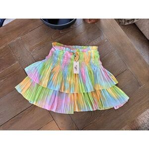 NWT Current Air Pleated Multi Print Mini Skirt‎ Size XS